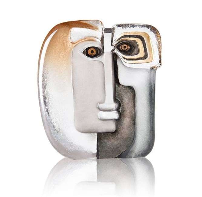 Mats Jonasson Ideo Gold glass head sculpture