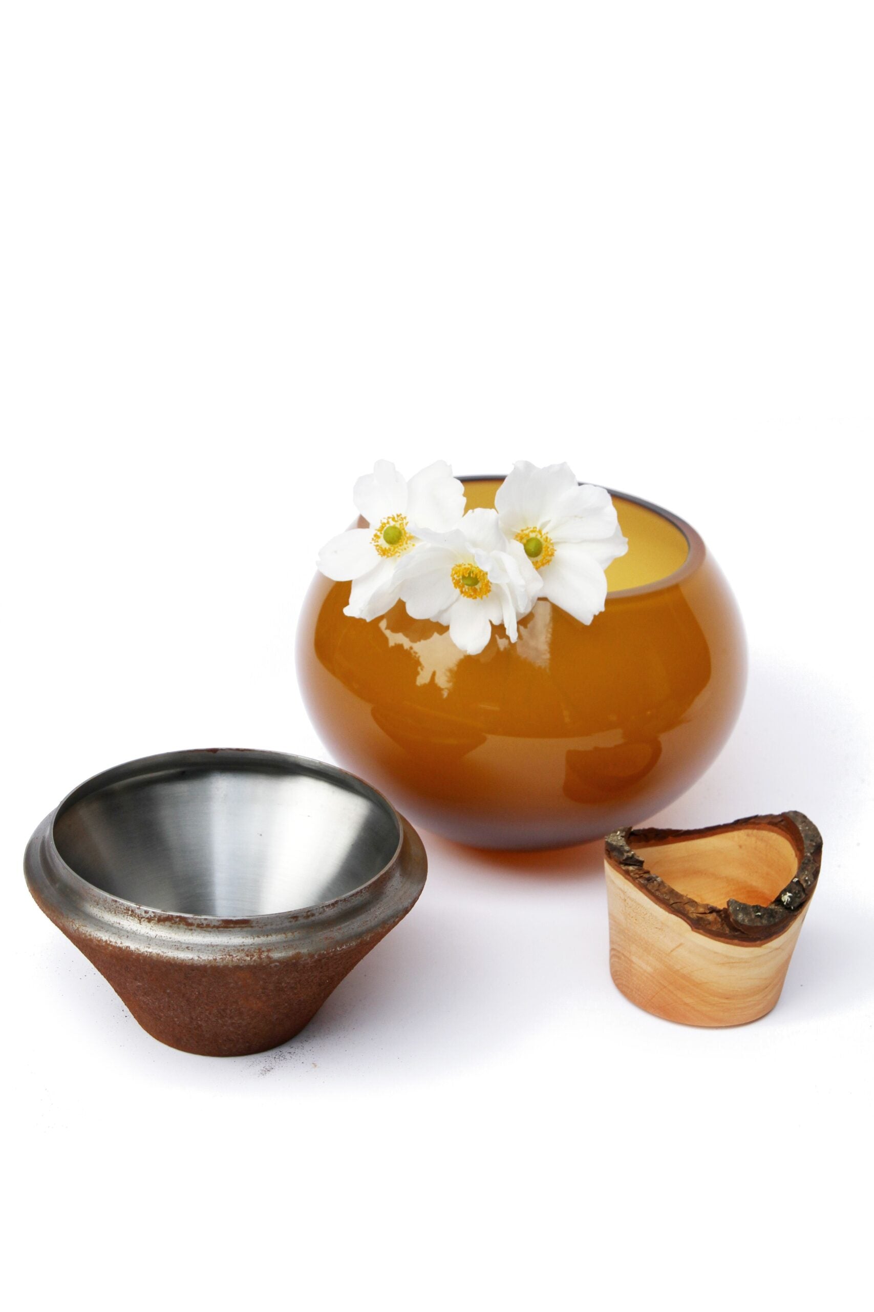 India 2 Vessel - opal peach brass patina
