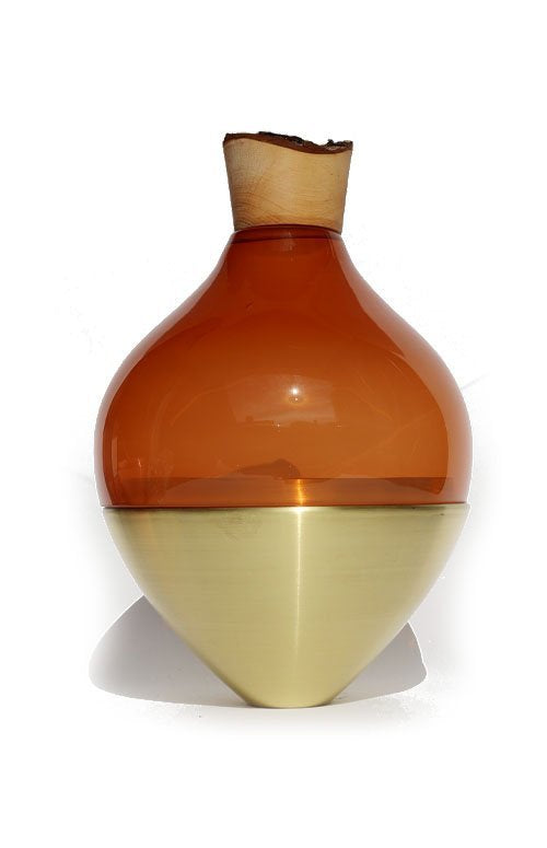 India 2 Vessel - Opal Peach Brass Patina