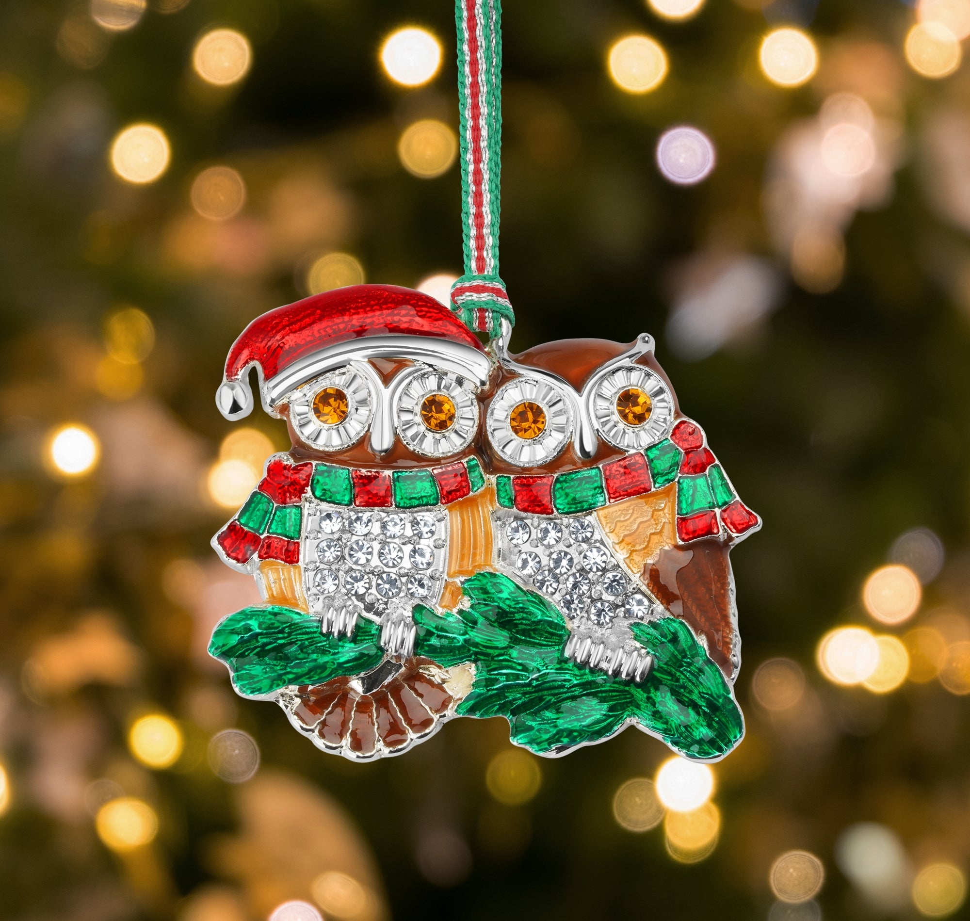 Christmas Owl Couple tree decoration - NEW