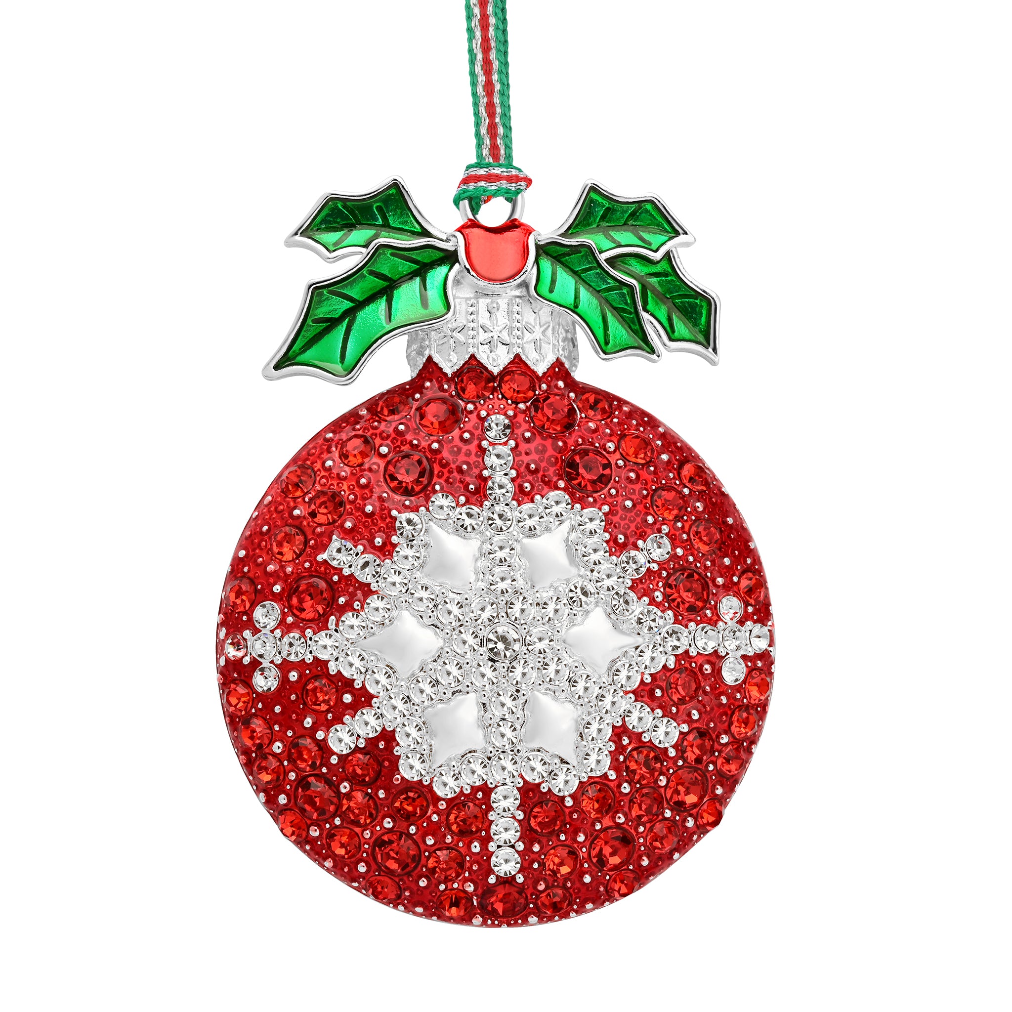 Christmas Clear and Red Stone Bauble tree decoration - NEW