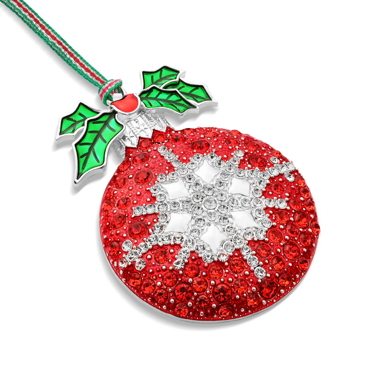 Christmas Clear and Red Stone Bauble tree decoration - NEW