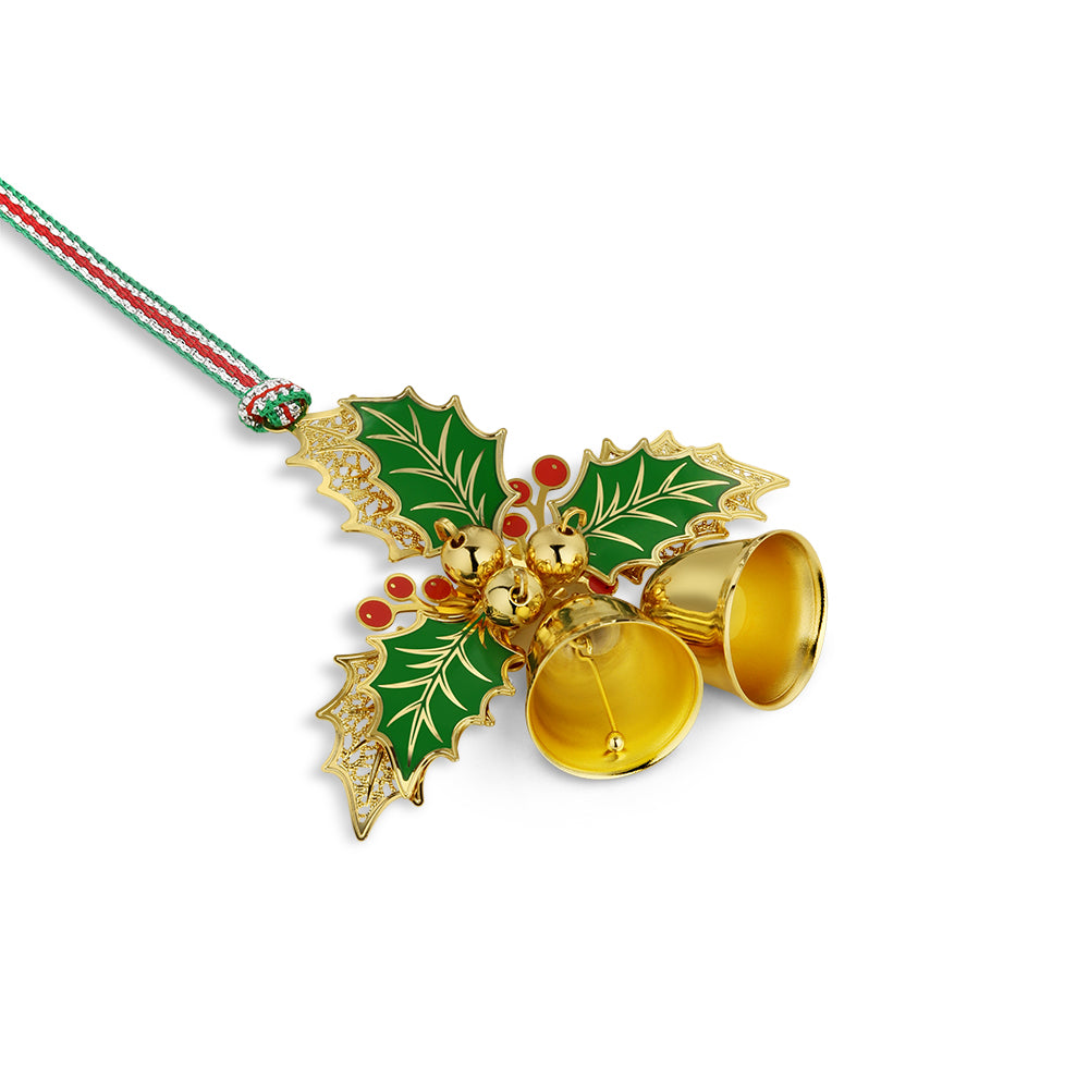 Christmas Gold Plated Holly Tree decoration - NEW