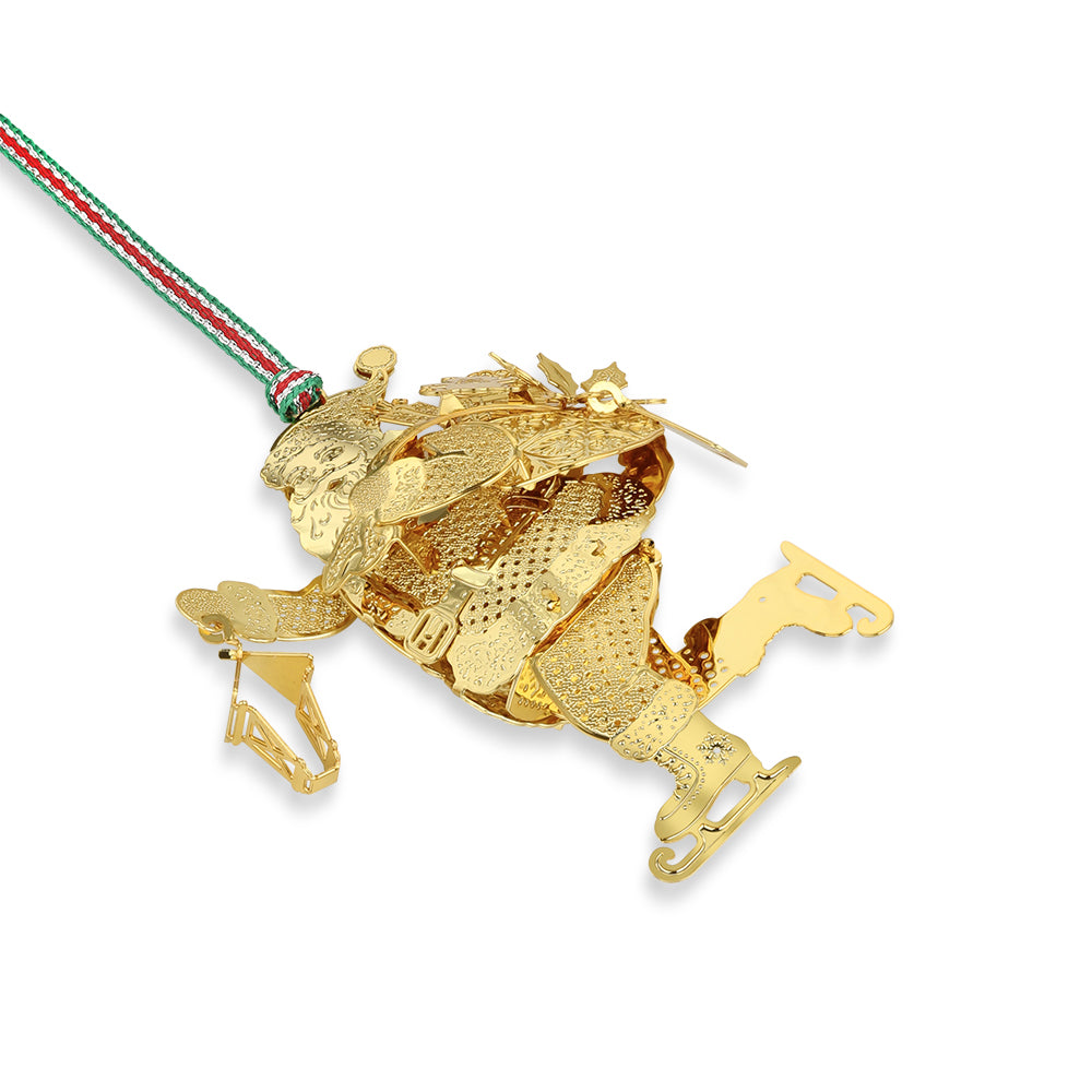 Christmas gold plated Skating Santa tree decoration - NEW