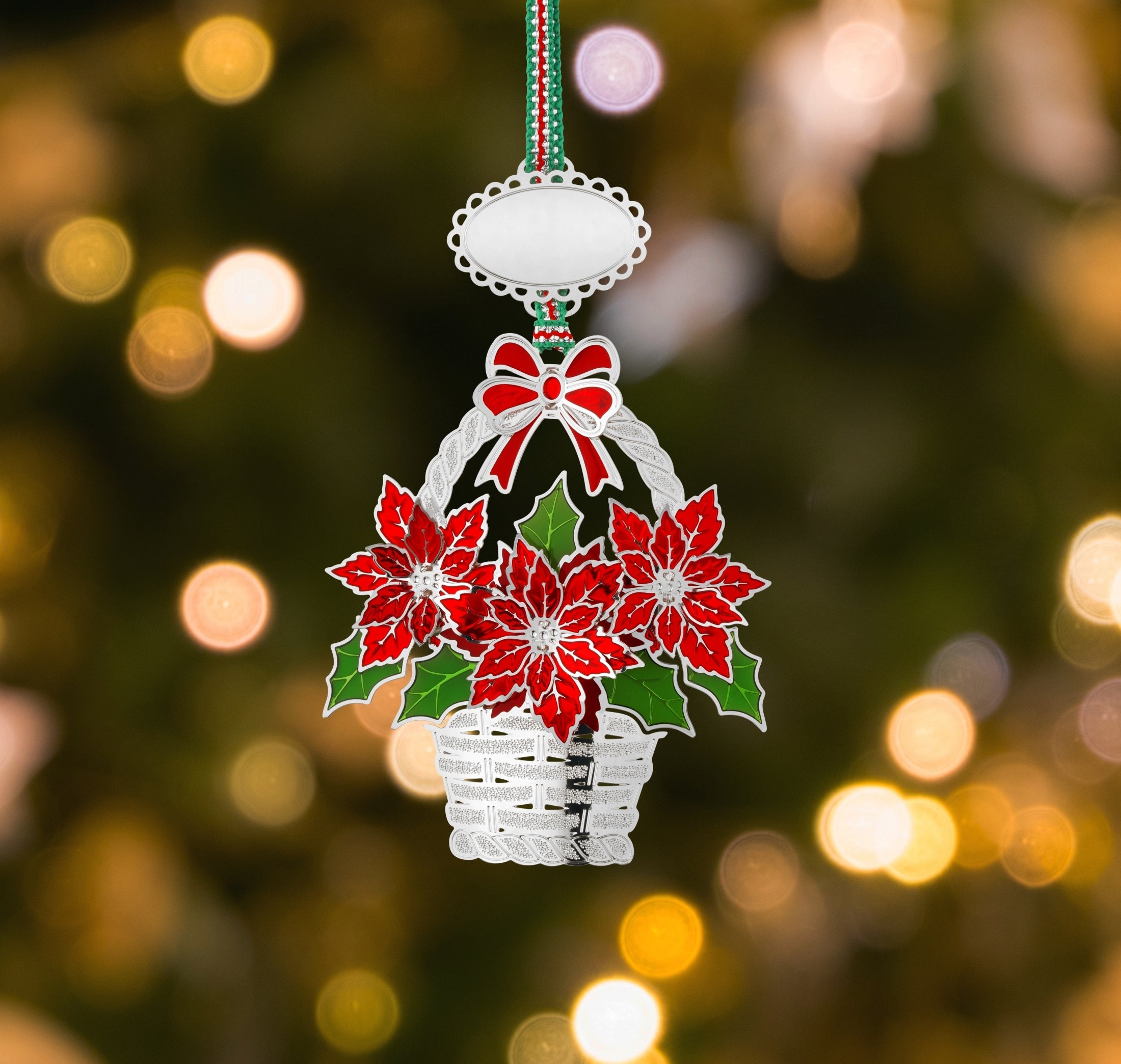 Christmas Poinsettia Basket tree decoration - NEW