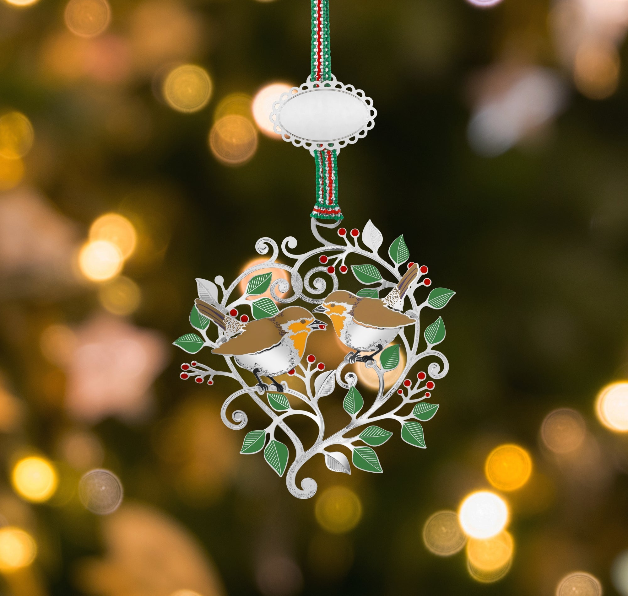 Christmas Winter Robins tree decoration - NEW
