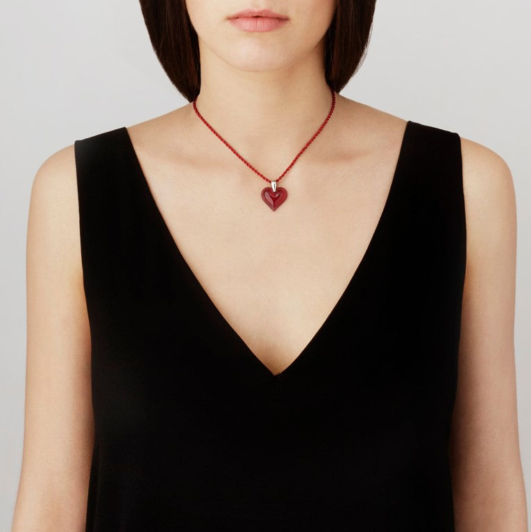 Lalique red heart pendant 