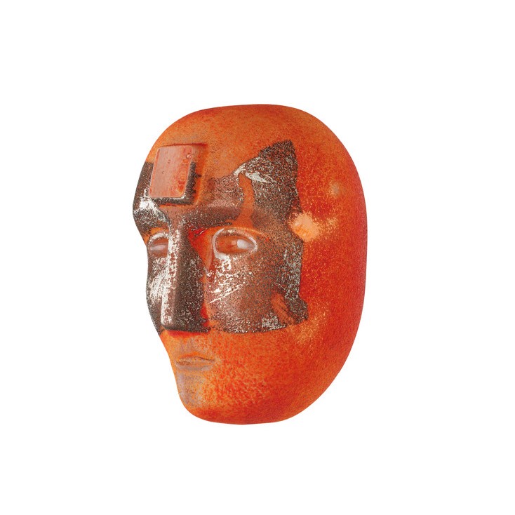 Brain Look in red Bertil Vallien glass head sculpture