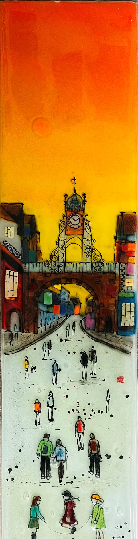 Emma Wood Glass Wall Art - Lowry Street life, Chester