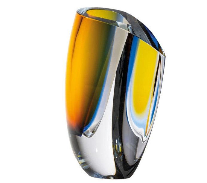 Kosta Boda Mirage amber blue XL crystal vase