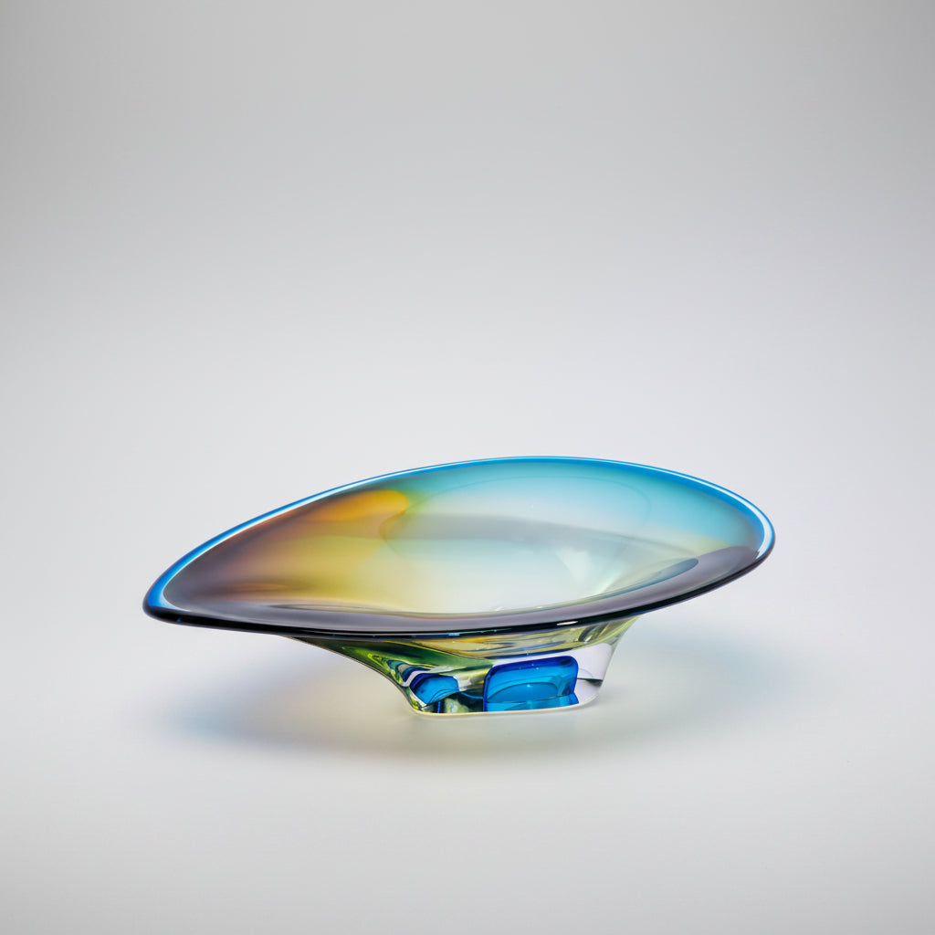 Kosta Boda Mirage glass dish multicolour by Goran Warff