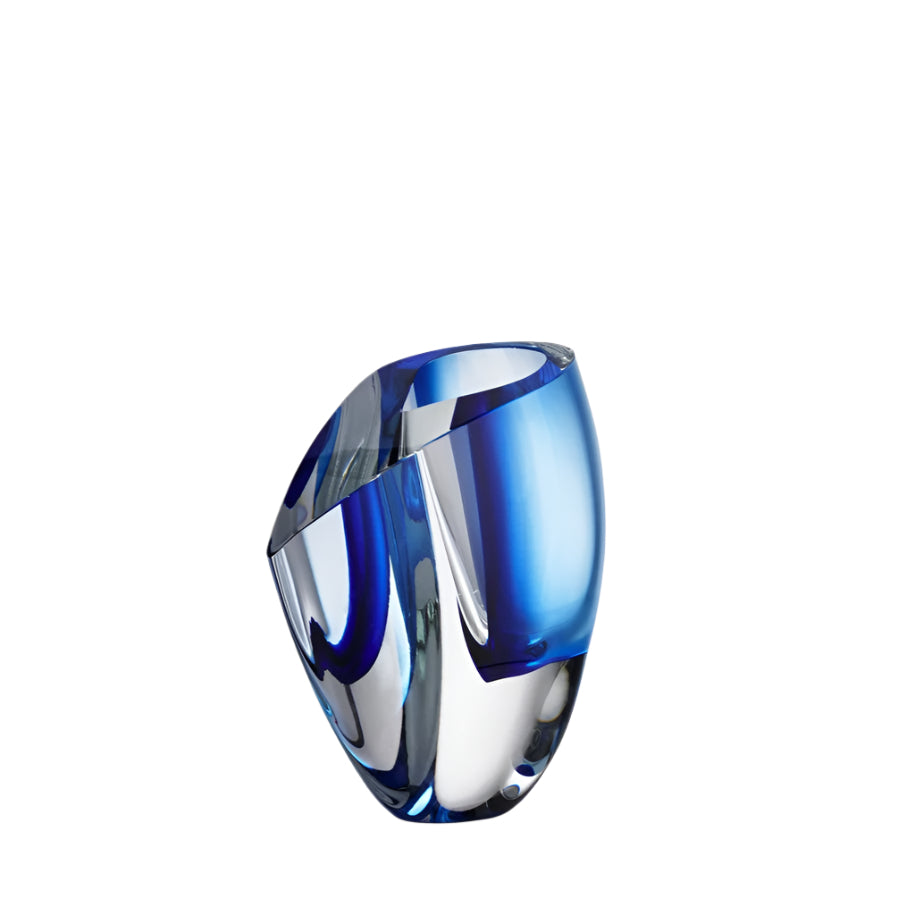 Blue glass vase on a white background