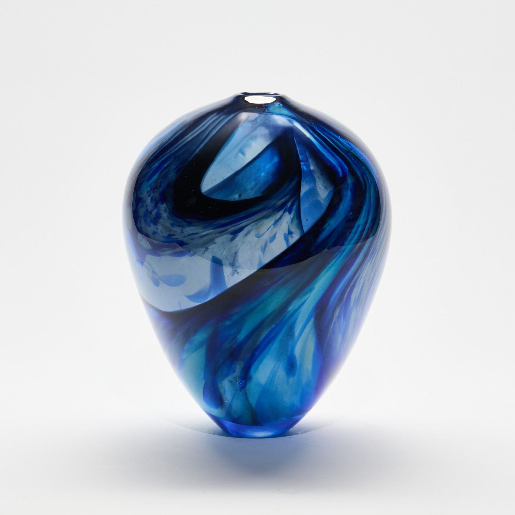 Peter Layton's Georgia large Ovoid blue glass sculpture