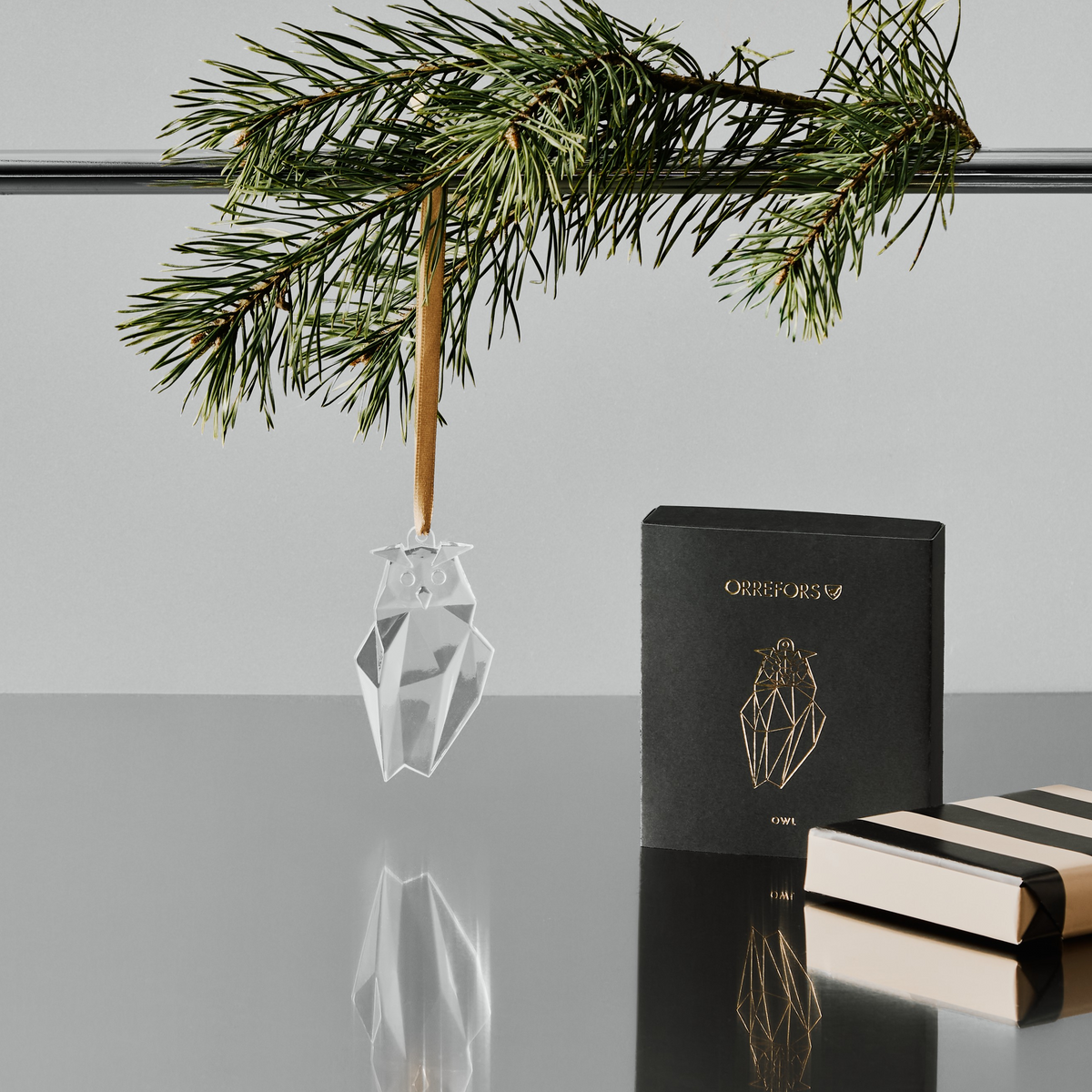 Orrefors Owl Christmas Ornament