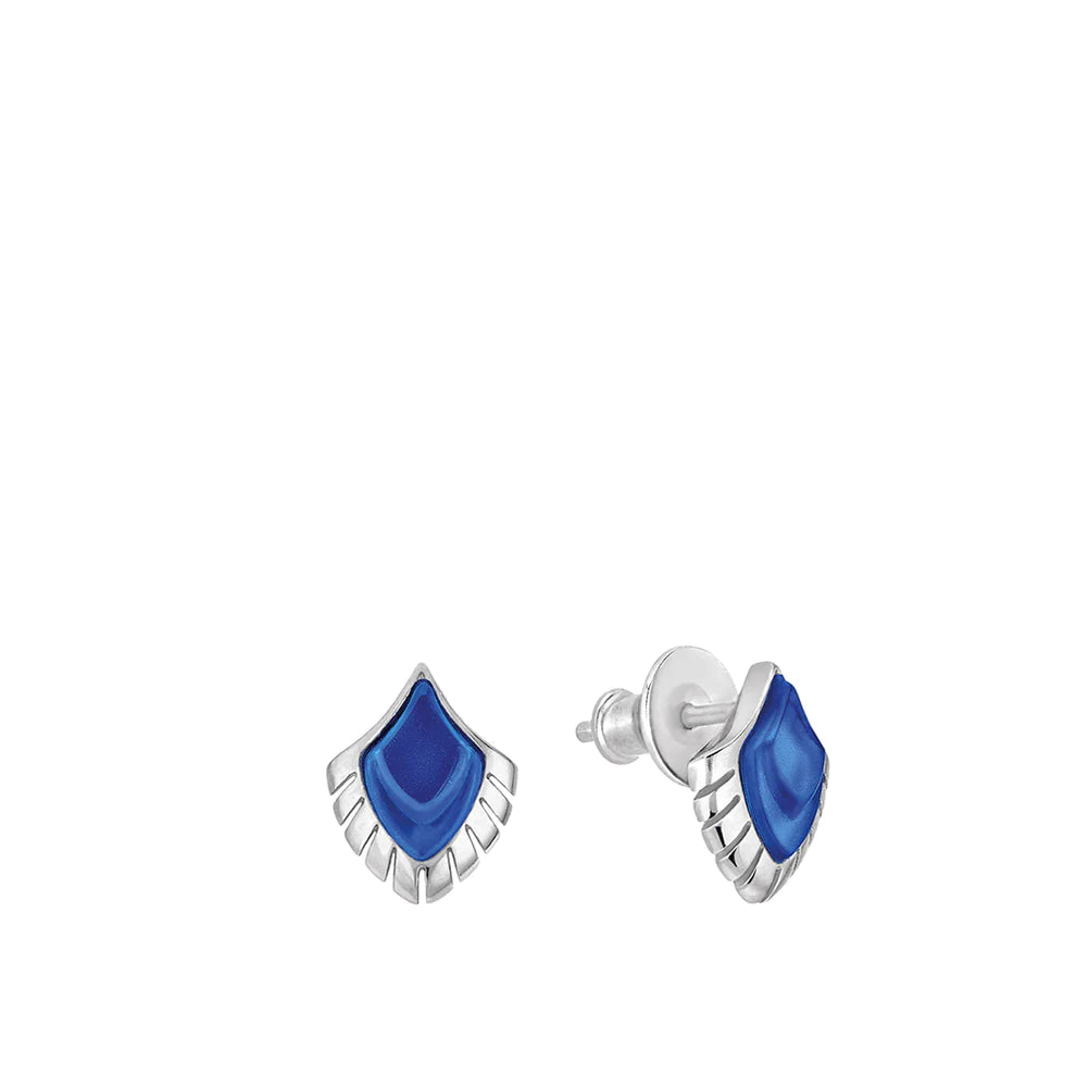 Paon silver earrings with blue crystal