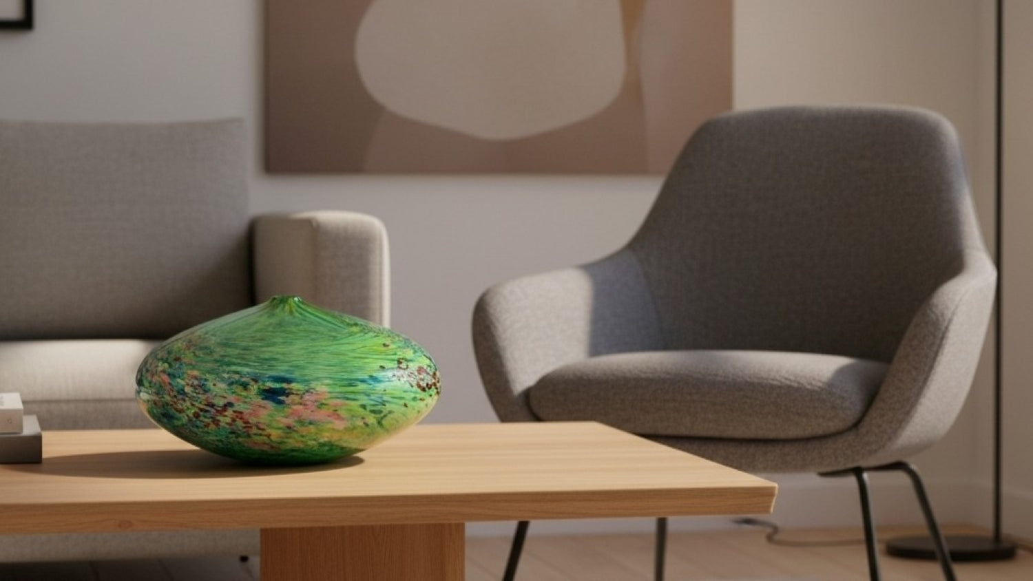 Peter Layton's Monet  glass green and blue sculpture