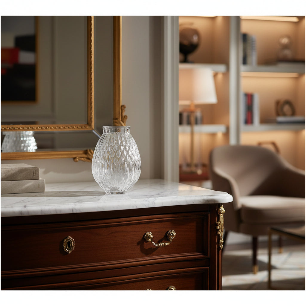Lalique Plume vase clear