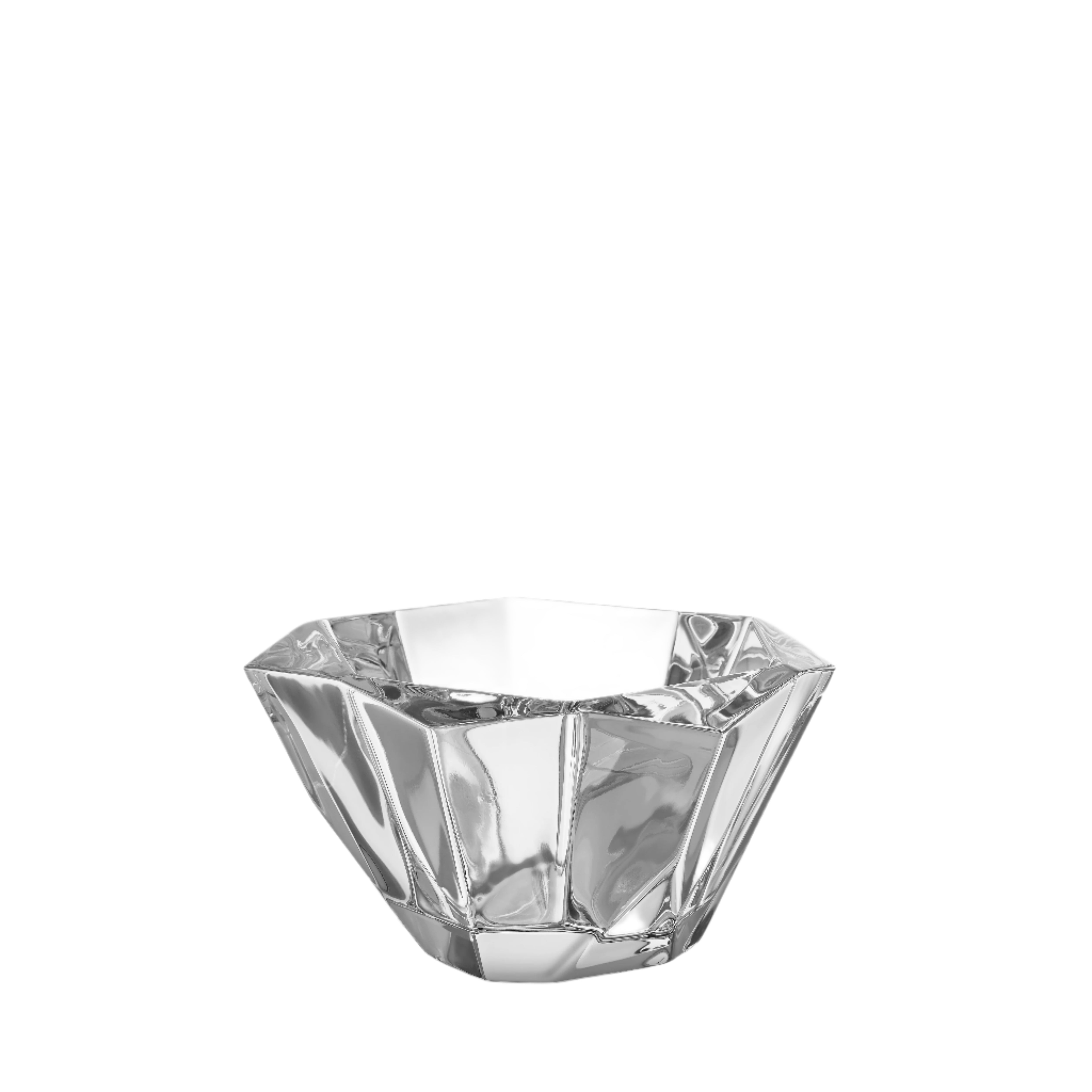 Clear crystal bowl on a light gray background
