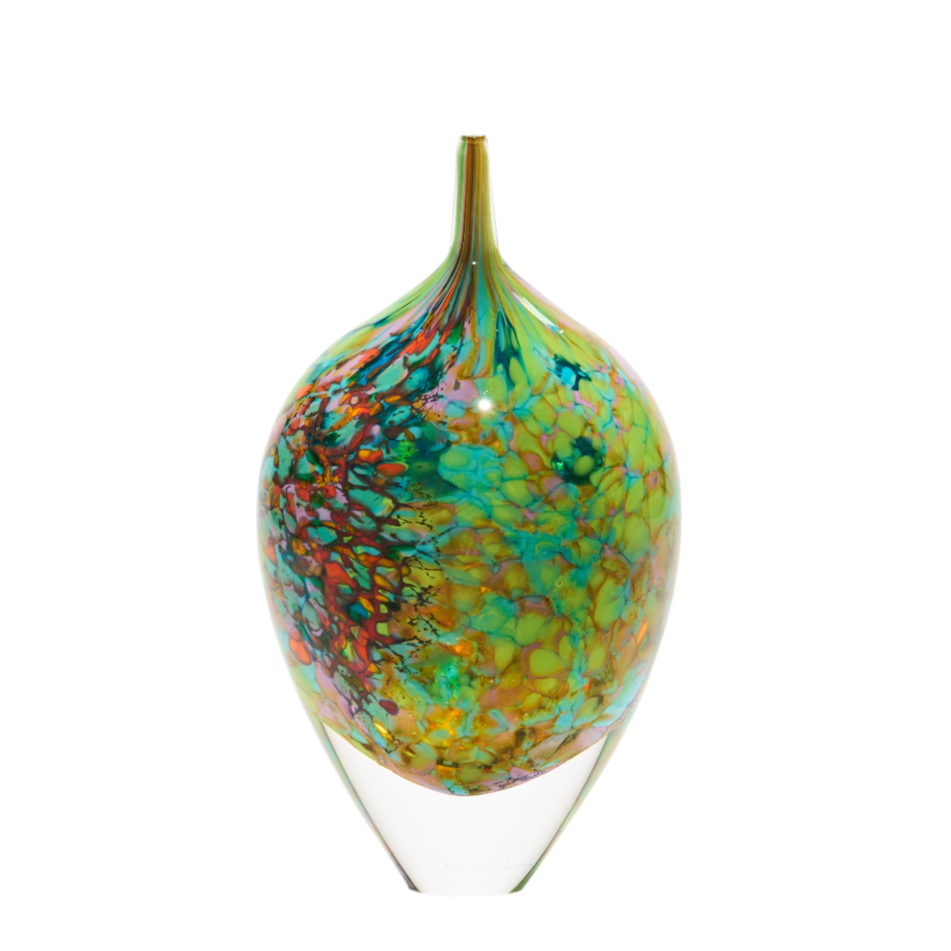 Colorful glass vase on a white background