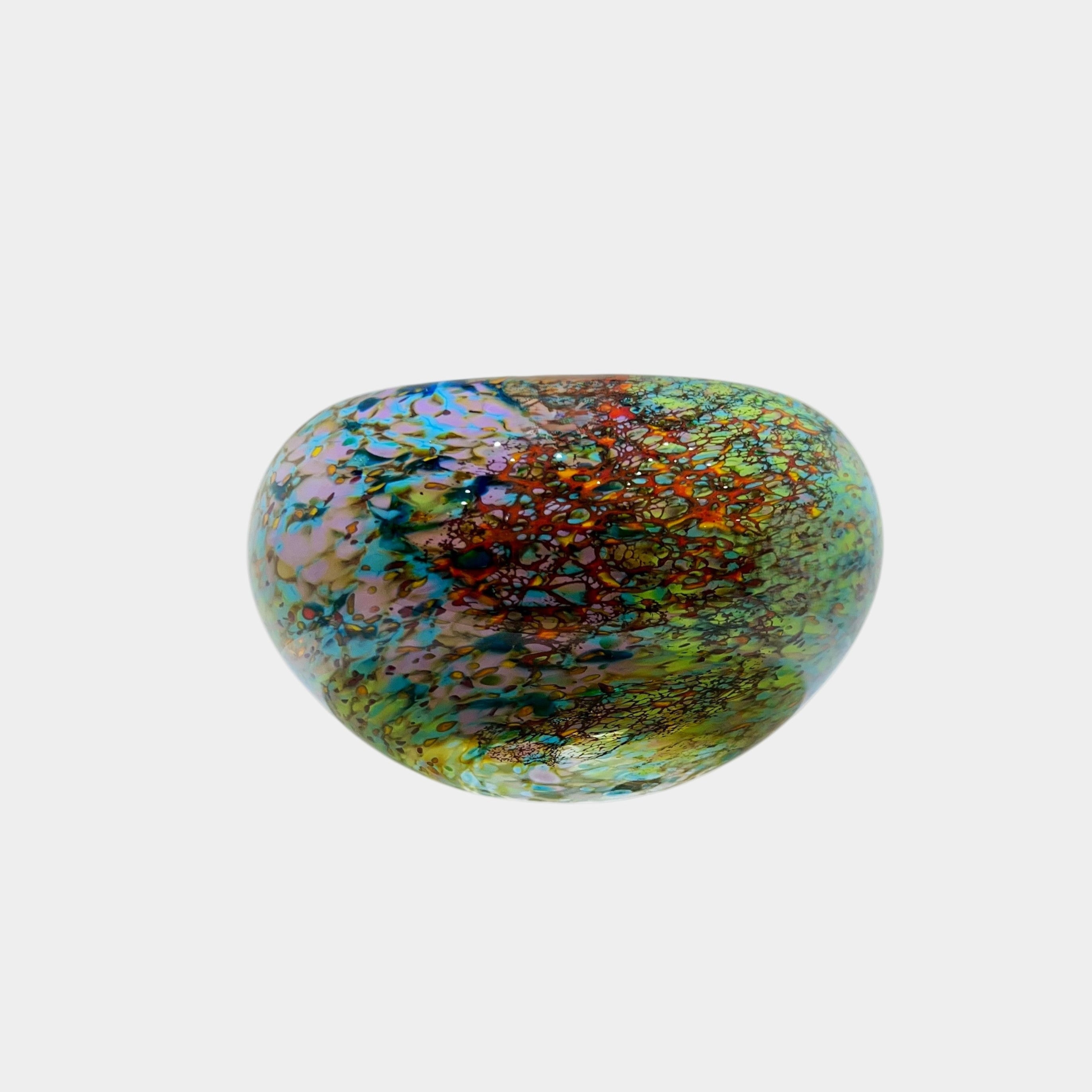 Multi-coloured  glass bowl on a white background