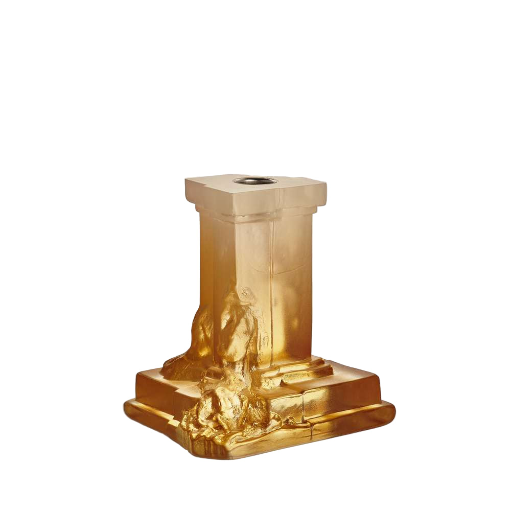 Gold-colored pedestal or column-like object on a white background