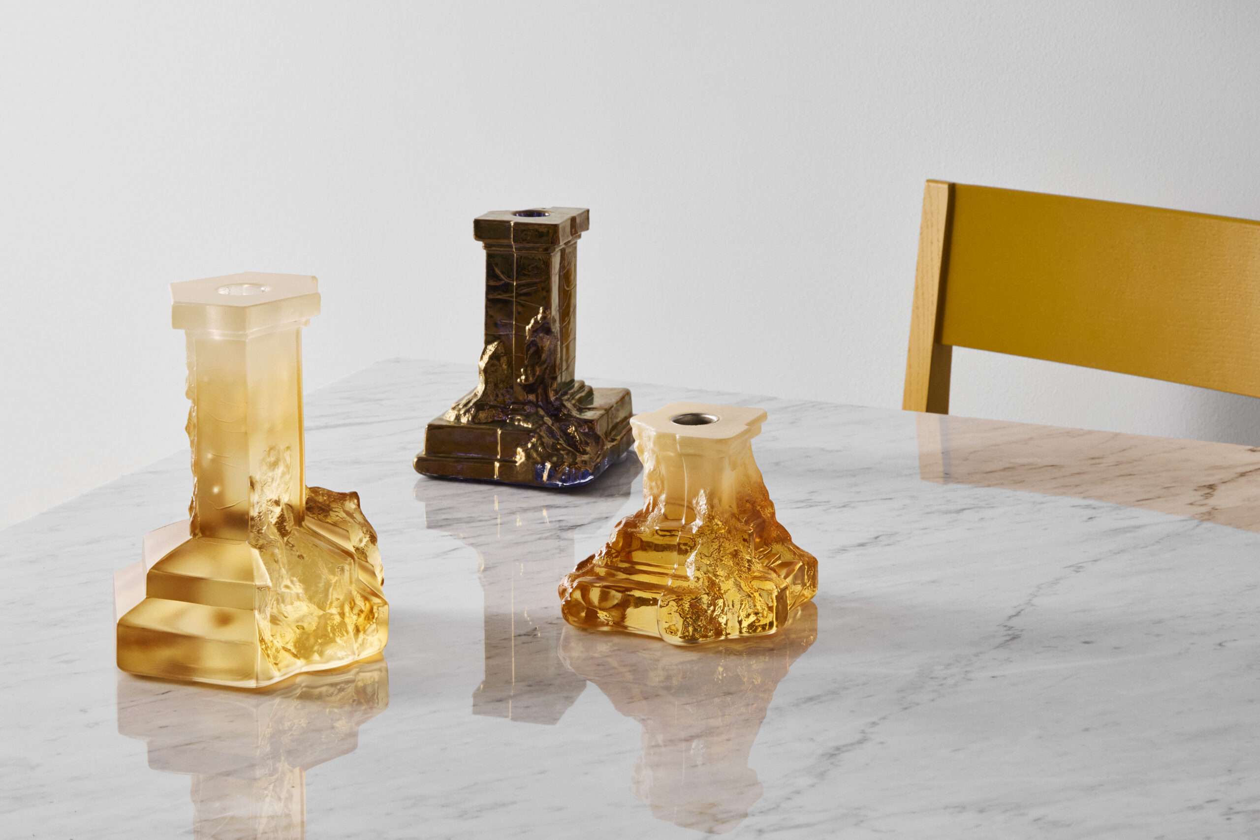Rocky Baroque candlestick - amber haze