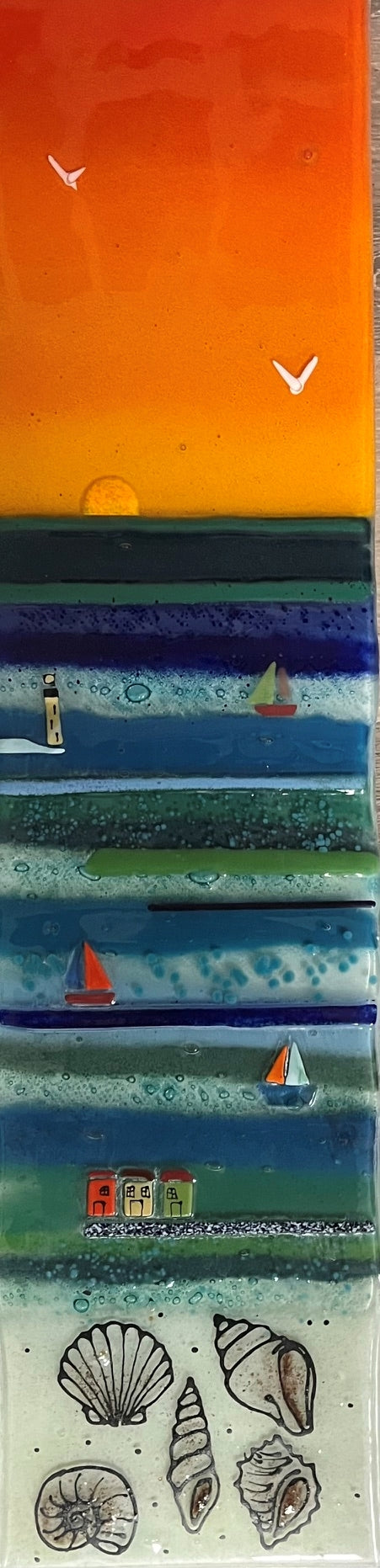 Emma Wood Glass Wall Art - Seascape -shells