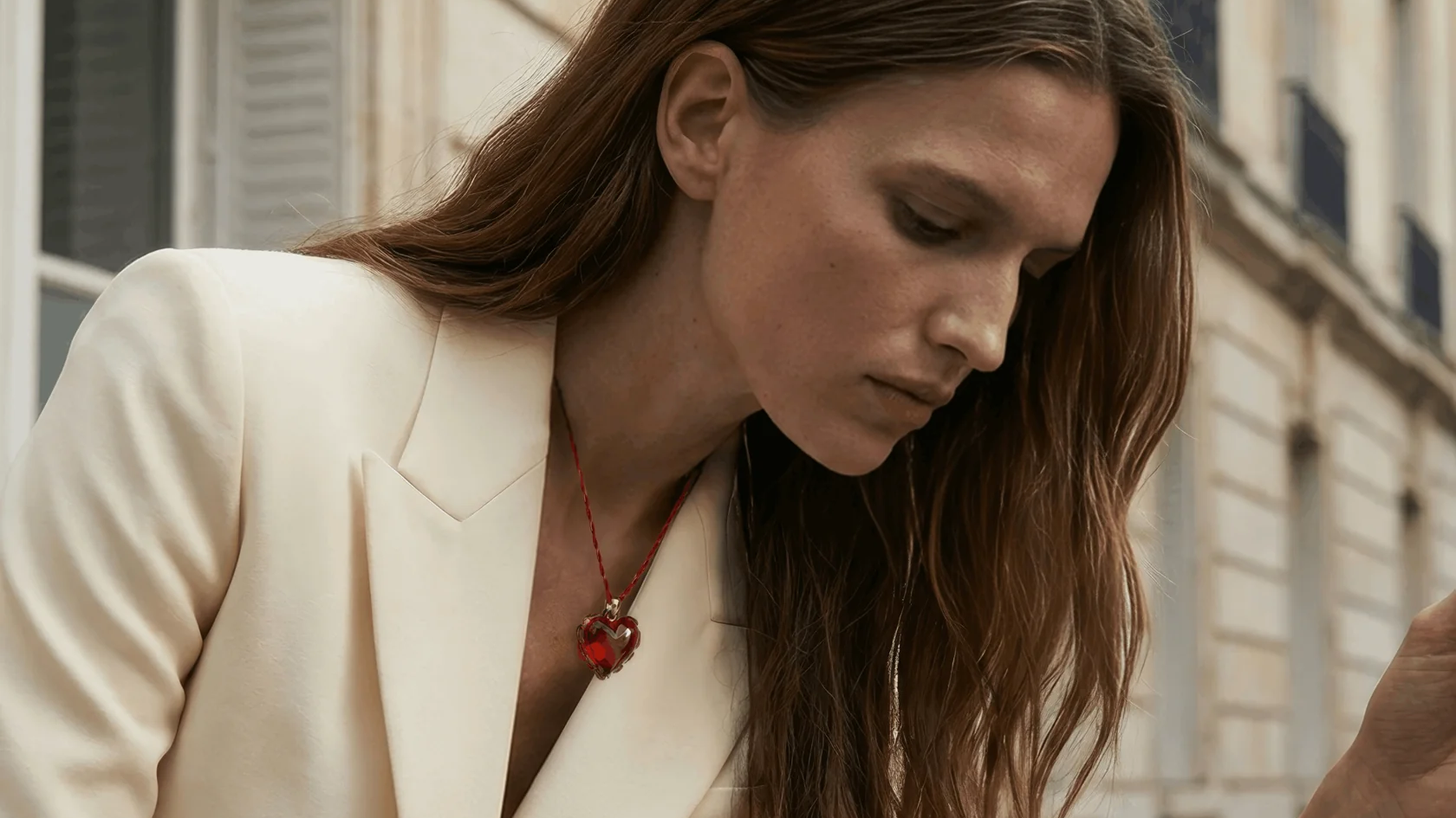 Lalique Amour red heart pendant