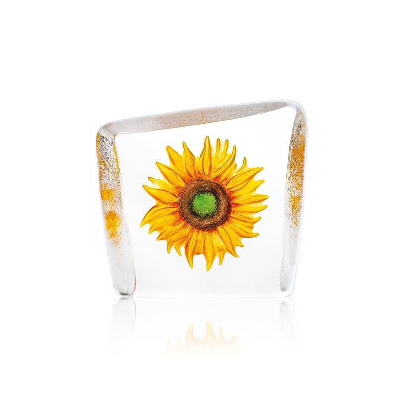 Sunflower glass sculpture handmade in Maleras, Sweden