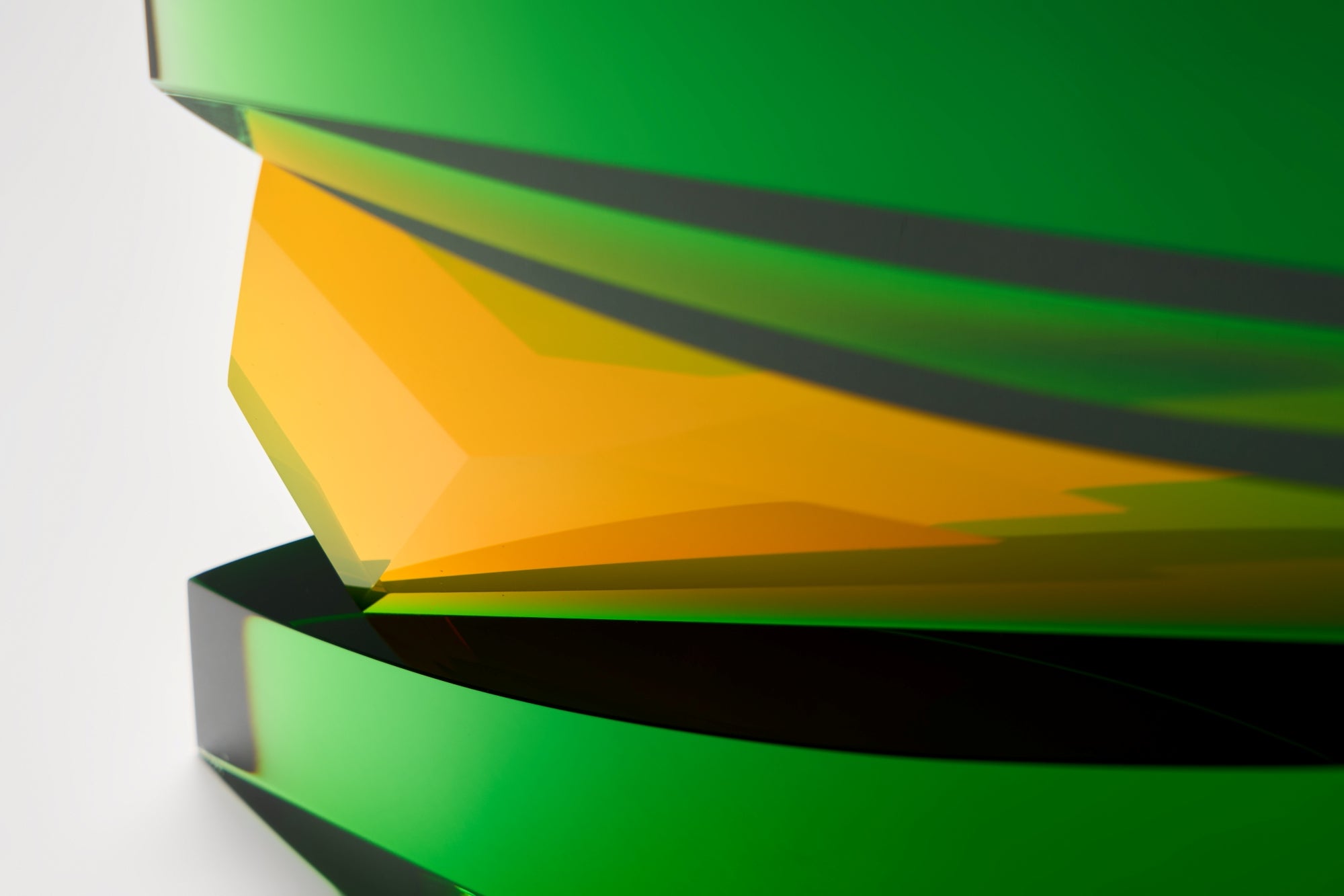 Czech Art Glass - Green Yellow Square sculpture