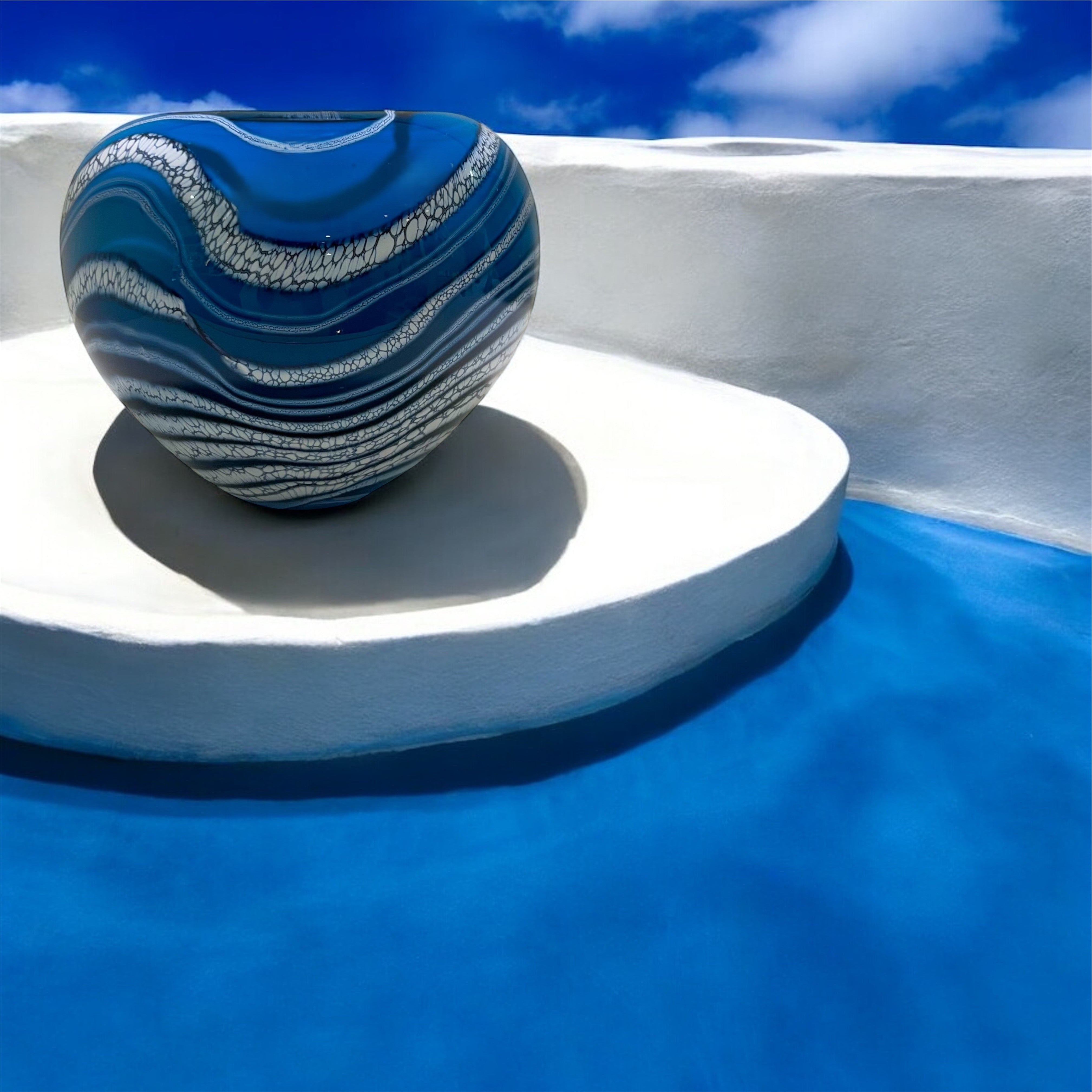Turquoise Glacier Roll Top bowl
