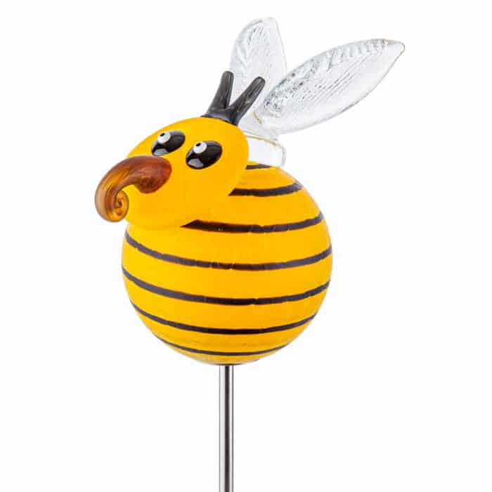Borowski Buzz on stick yellow glass bumblebee, outdoor object