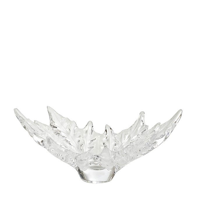 Clear glass antler-shaped bowl on a white background