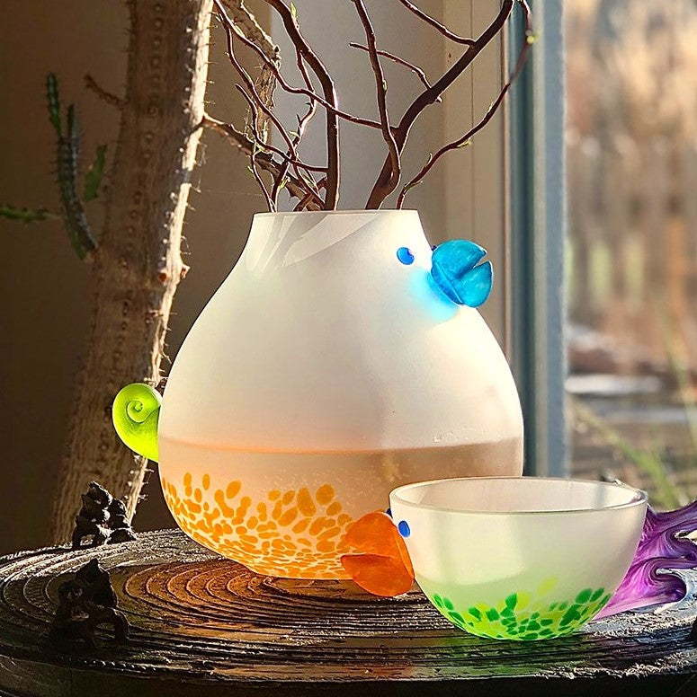 Borowski Chicka vase glass bird shape vase handmade