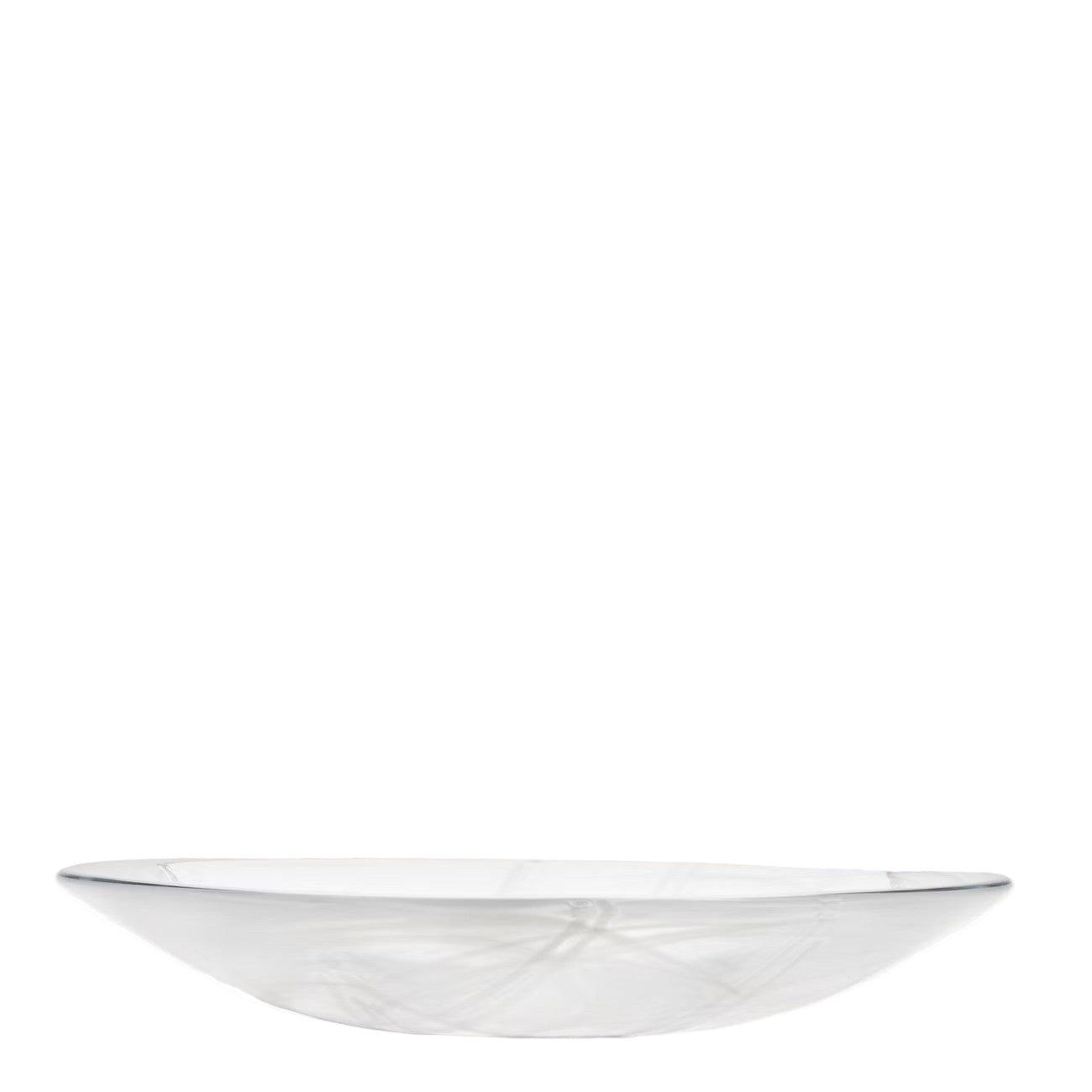 Clear glass bowl on a white background