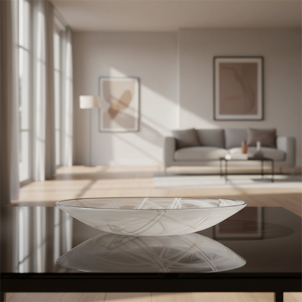 Kosta Boda glass Contrast dish white-white