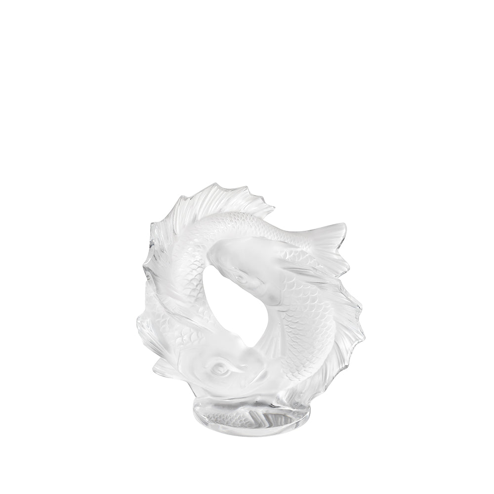 Lalique Double fish sculpture in clear crystal