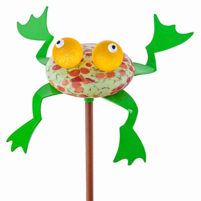 Borowski Hopkins Frog green on stick sculpture