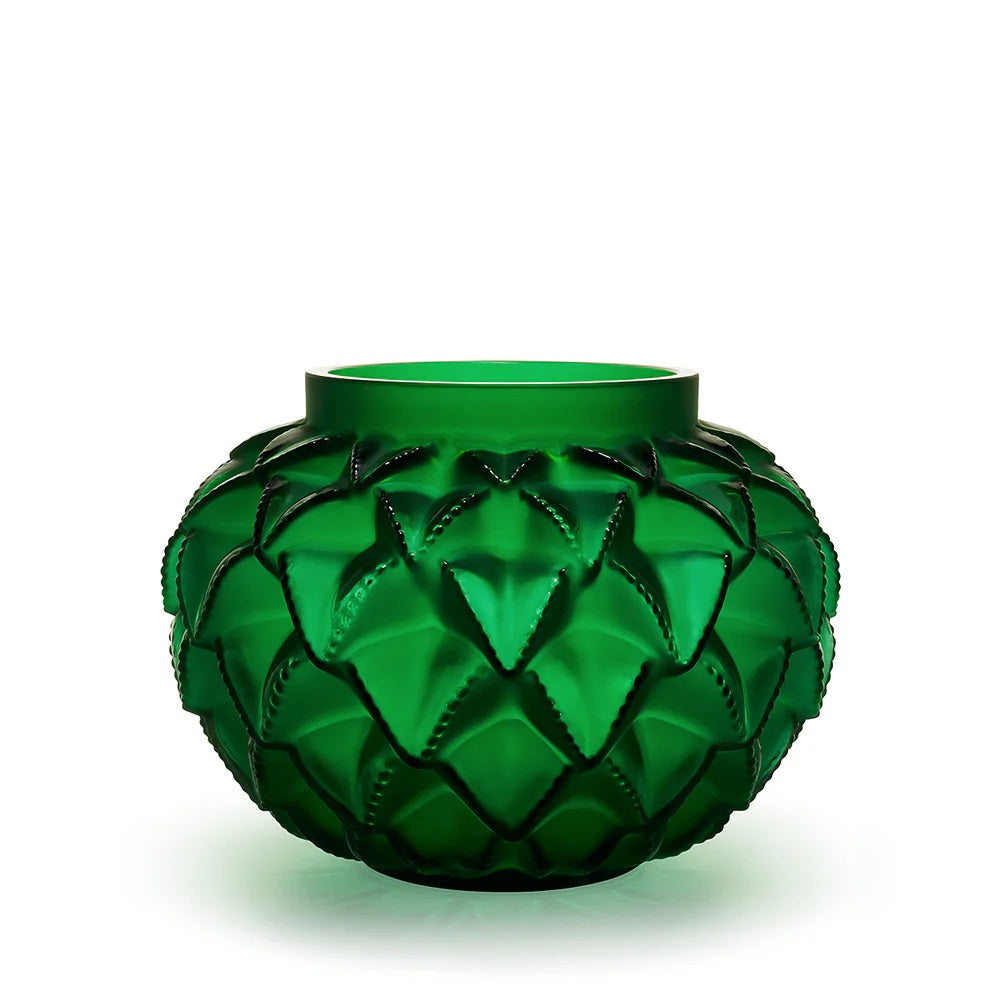 Lalique Languedoc vase green in crystal.