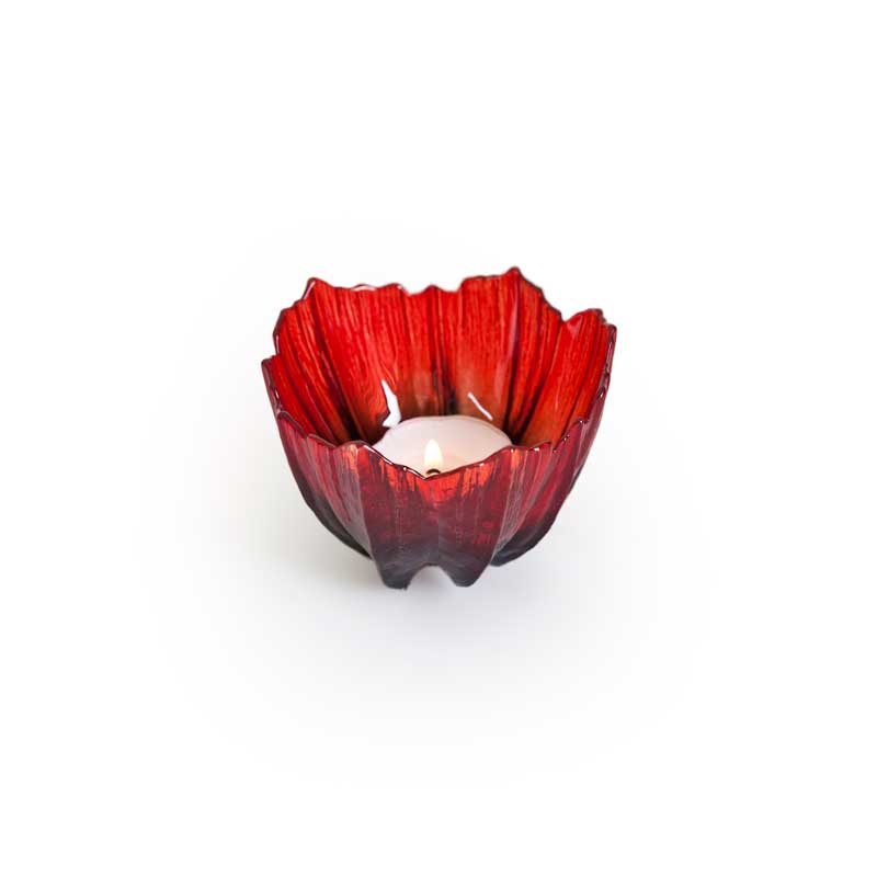 Poppy glass votive by Maleras Sweden