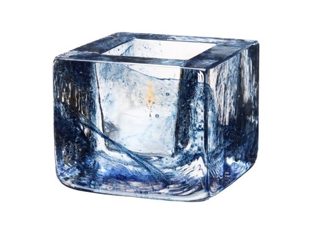Blue votive glass brick