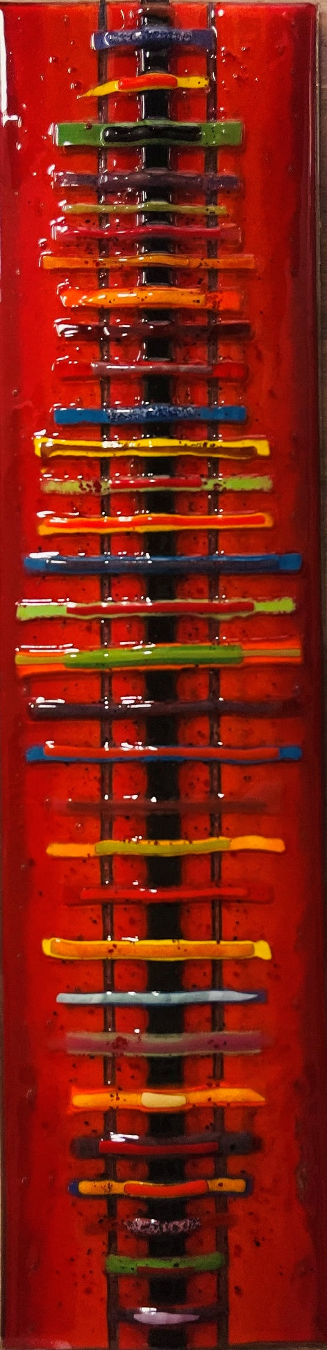 Emma Wood Glass Wall Art - Abstract Soundbar - red